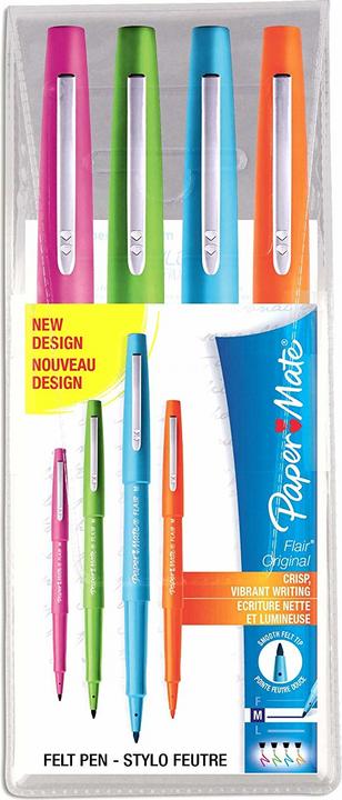 Image du produit Paper Mate Feutre Flair B 4 pcs T/M/O/HG (Orange, Vert, Bleu, Pink, 4 x)