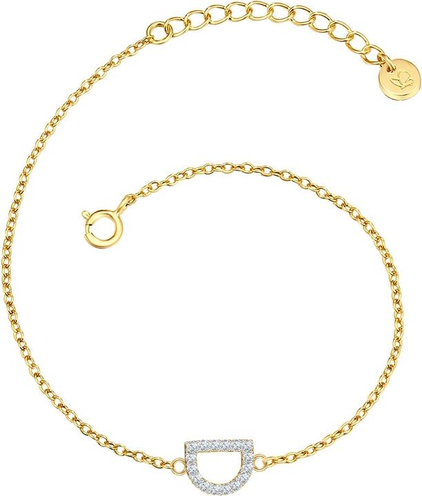 Image du produit Glanzstücke München Femme lettre D argent sterling zirconium or jaune 17,0 cm longueur de base + 3,0 cm extension - (17 cm, Argent Sterling)
