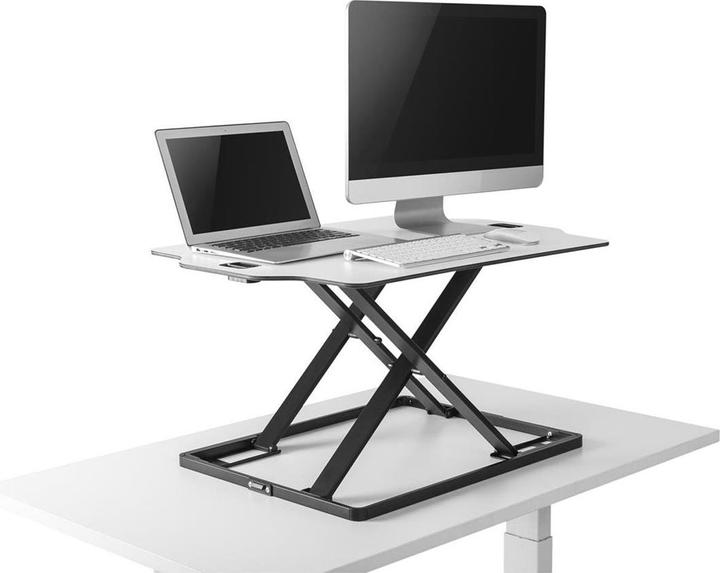 Image du produit Ergo Office Convertisseur de bureau ultra-mince, pour travailler assis ou debout, blanc, avec gaz