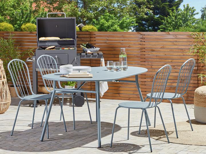 Produktbild Beliani Gartenmöbel Set Metall hellblau 4-Sitzer CALVI (160 cm)