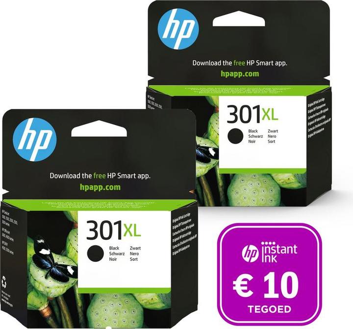 Actual product image HP 301 - 2x Inktcartridge 301XL Zwart + Instant Ink tegoed