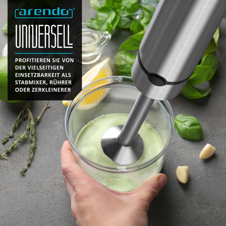 Produktbild Arendo Stabmixer Edelstahl, 1500 W, elektrischer Pürierstab, stufenlose Geschwindigkeit + Turbotaste