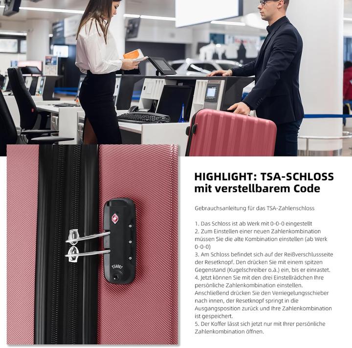 Produktbild Beibye 3-teiliges Reisekofferset mit TSA-Schloss (Handgepäck (bis 50l), M (50 - 90l), L (90 - 115l))