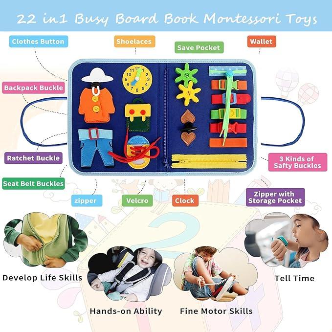 Actual product image Activity Board Busyboard 7 In 1, Preschool Learning Activities Toy with Life Skill,, Busy Board