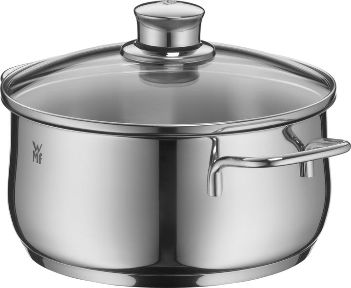 Kochtopf Bratentopf Induktion 20cm Glasdeckel 3,0l Diadem Plus Edelstahl (20 cm, Bräter + Schmortopf, Edelstahl)