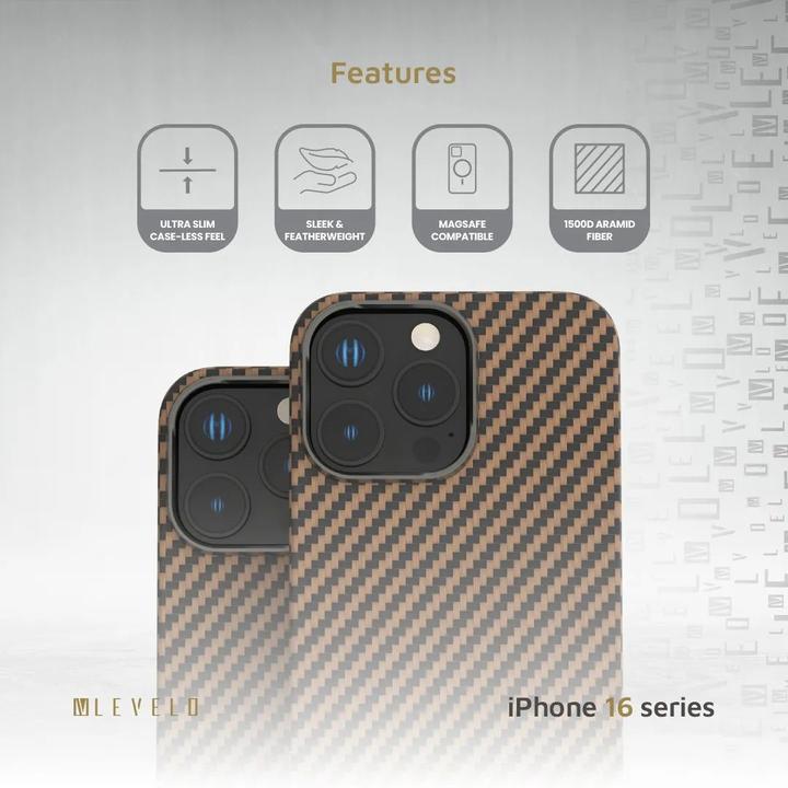 Immagine prodotto Levelo Custodia Sergei 1500D in fibra aramidica (Apple iPhone 16 Pro Max)