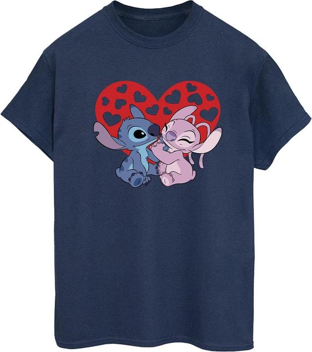 Actual product image Disney Womens/Ladies Lilo & Stitch Hearts Cotton Boyfriend T-Shirt (S)