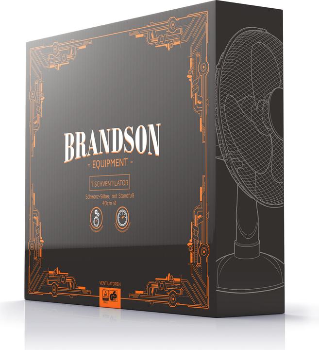 Produktbild Brandson Tischventilator, 42 cm Ø, Neigungswinkel 30°, Oszillation ca. 85°, Ventilator 50W, schwarz/silber (54 dB)