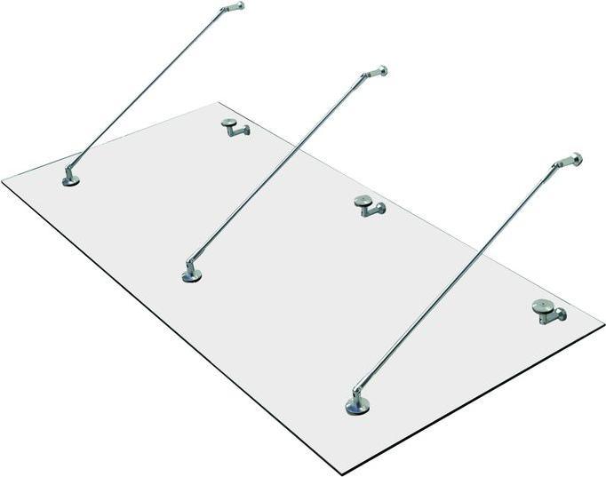 Swisshandel24 Auvent de porte en verre trempé (ESG) acier inoxydable verre clair 3 tailles (200x90cm) (L)