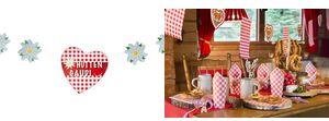 Produktbild Papstar Girlande "Hüttengaudi", rot / weiss aus Pappe, Länge: 1,6 m, Grösse der Herzen: 300 x 300 mm