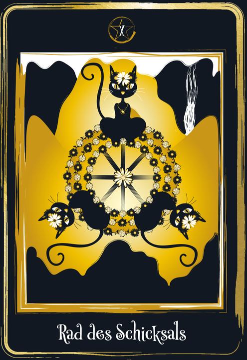 Produktbild Golden Black Cat Tarot - Hochwertige Stülpdeckelschachtel mit Goldfolie (Deutsch, Helena de Almeida, 2022)