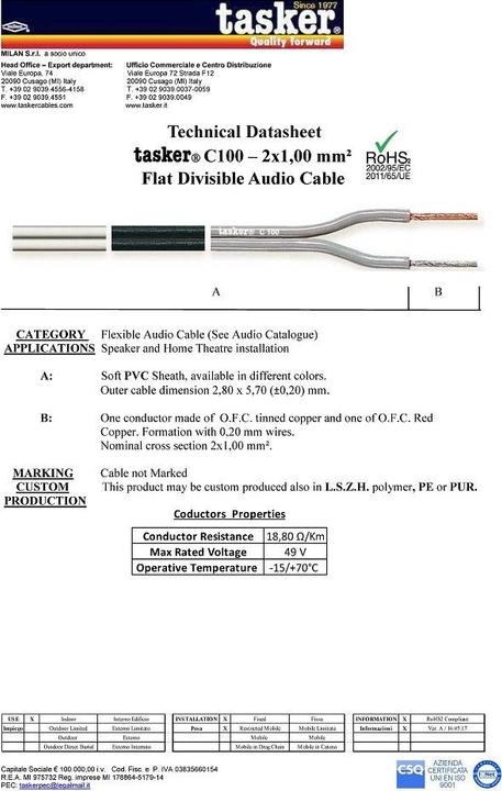 Produktbild Tasker Flat Audio Cable, grau, geschirmt, 100m, PVC (100 m)