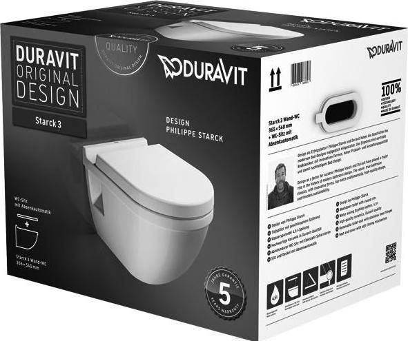 Actual product image Duravit Wall-hung WC set Starck 3 low-level WC with splash rim white without coating 42000900A1