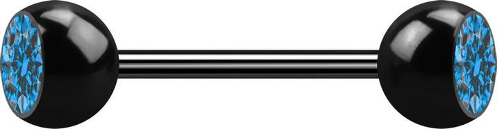 Immagine prodotto Star Piercing Micro bilanciere nero con due sfere di cristallo azzurre (Acciaio chirurgico 316L, senza ottone)