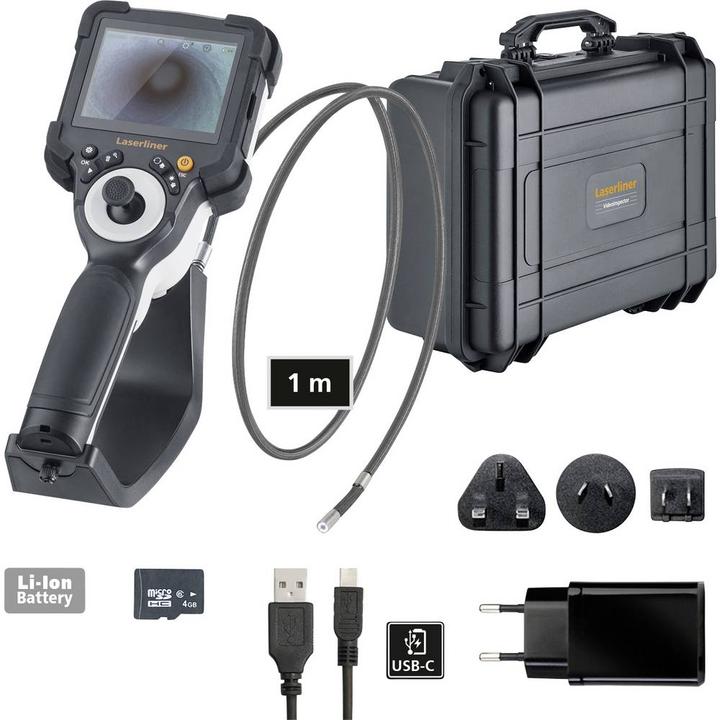 Charger incl. internat. Adapter USB cable Micro SD card Carrying case, VideoInspector InspectorCamera 3DX integrated Li-Ion battery pack Mains