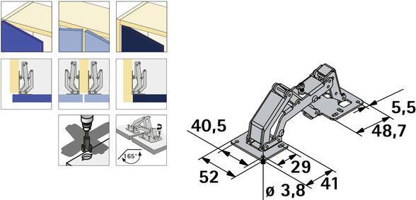 Produktbild Hettich Weitwinkel-Aufschraubscharnier mit Feder, Stahl vernickelt, 1 Stck