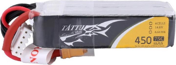 Actual product image Tattu RC Battery LiPo 450 mAh 14.8 V 75C Long (14.80 V, 450 mAh)