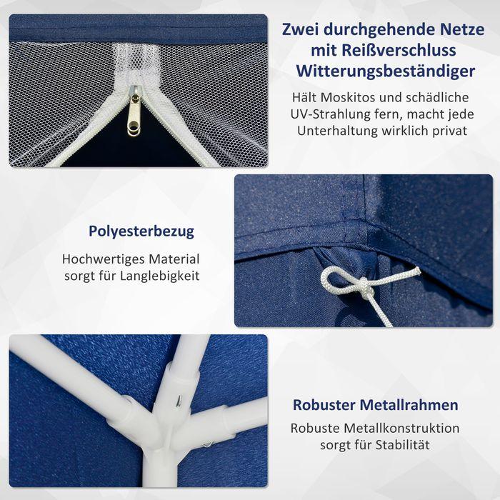 Actual product image Swisshandel24 Gartenpavillon 3x3m wetterfest mit Moskitonetz, Polyester in Blau (300 cm, 300 cm)
