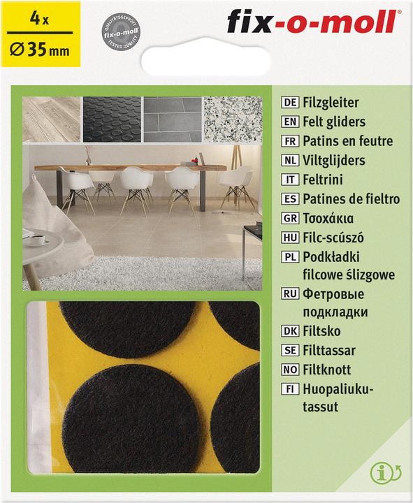 Actual product image Fix-o-moll Felt gliders 3 mm / Ø 35 mm 4 x (Felt gliders, 4 Piece)