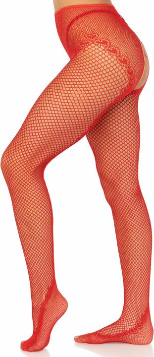 Actual product image Leg Avenue Fishnet Stockings With Crotchless Boot Red (One size)