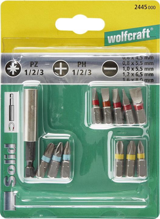 Produktbild wolfcraft wolfcraft 1 Bit-Set Solid 12-tlg. SL, PH, PZ (Kreuzschlitz Pozidriv (PZ), Kreuzschlitz Phillips)