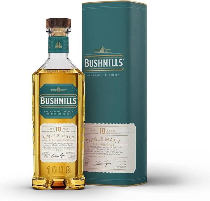 Image du produit Bushmills Aged 10 Years Single Malt Irish Whisky avec étui (Single Malt, Whisky irlandais, 1 x 70 cl)