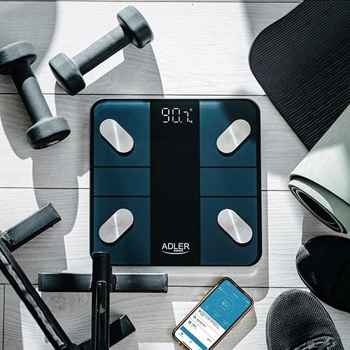 Immagine prodotto Adler Bilancia pesapersone intelligente | AD 8186b | Peso massimo (capacità) 180 kg | Precisione 100 g | (180 kg)