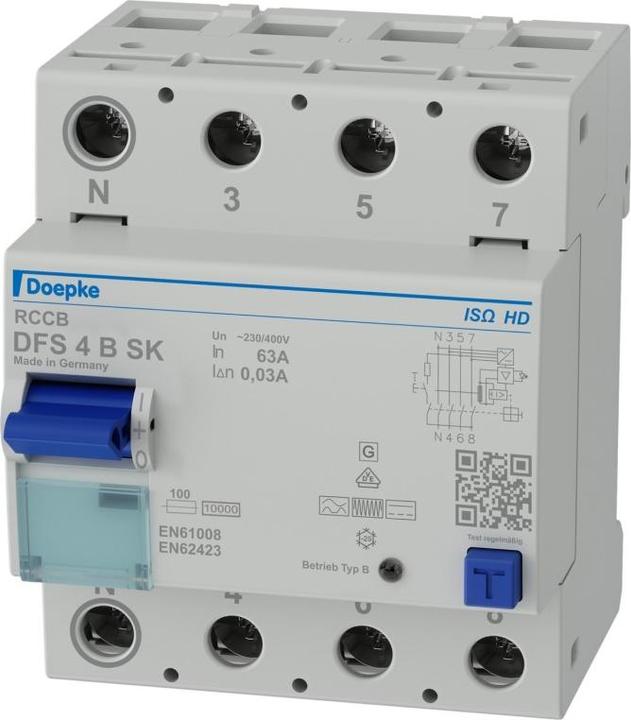 Produktbild Doepke 09144848HD DFS 4polig 63A 0,03A Typ B SK N-li HD FI-Schutzschalter allstromsensitiv