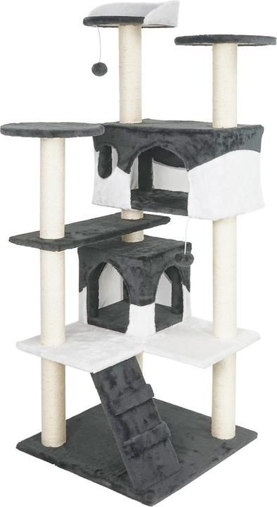 Actual product image Wiltec Cat Tree Grey-white 130cm Scratching Post Climbing Tree Cats Play (130 cm, Grey/white)