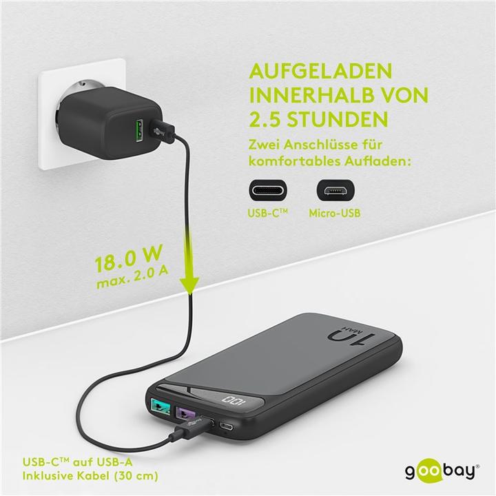 Actual product image Goobay Powerbank (10000 mAh, 22.50 W, 37 Wh)