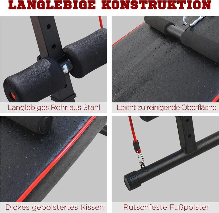 Produktbild Homcom Sit Up Bank Bauchtrainer, verstellbar, 137,5x55,5x50-68cm 120 kg Belastbarkeit
