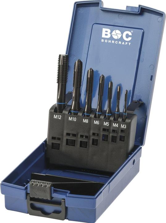 Actual product image Bohrcraft Machine tap set M3-M12 HSS-E blue ring form B 7-piece set