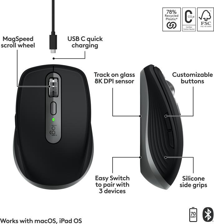 Produktbild Logitech MX Anywhere 3S for Mac (Kabellos)