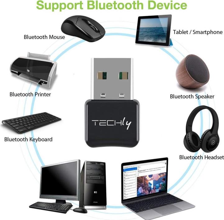 Immagine prodotto Techly Adattatore dongle USB Bluetooth 5.0 classe 2 + EDR (Trasmettitore e ricevitore)