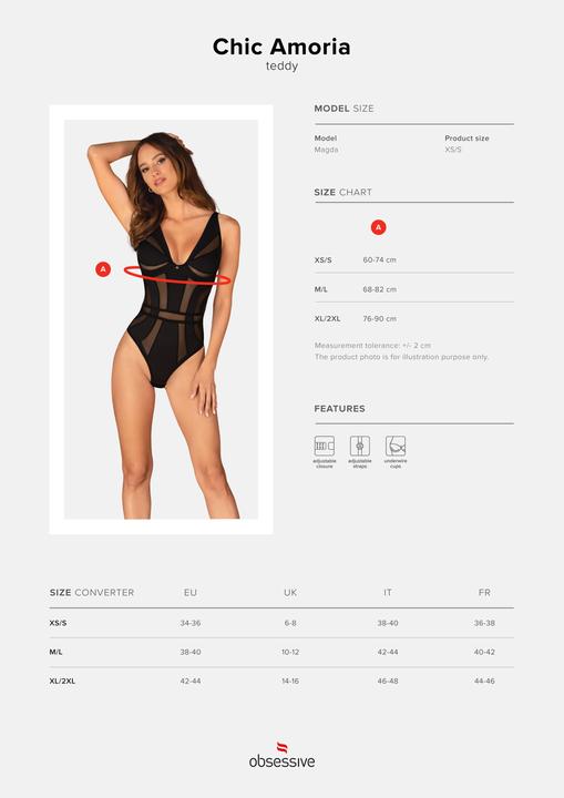 Actual product image Obsessive Chic Amoria Teddy - Black (XS, S)