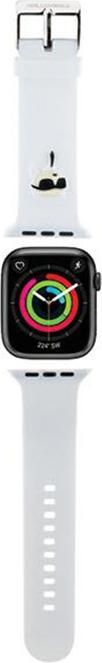 Produktbild Karl Lagerfeld Pasek KLAWLSLKNH Apple Watch 42/44/45mm biały/white strap 3D Rubber Karl Head (42 mm, 44 mm, 45 mm, Stainless Steel, Silicone)