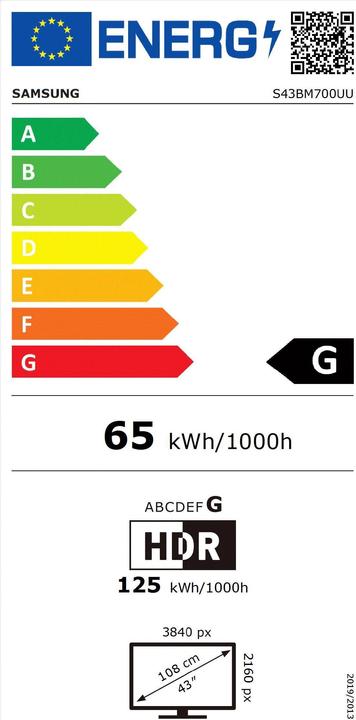 Energie-Label Samsung Smart Monitor M7 LS43BM700UPXEN (3840 x 2160 Pixel, 43")