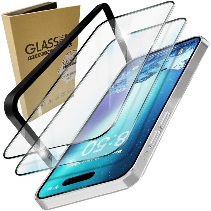 Produktbild Nalia 2x Schutzglas & 1x Schablone (2 Stück, Apple iPhone 15 Pro Max)