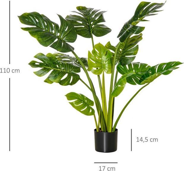 Produktbild Swisshandel24 Zimmerpflanze Kunstpflanze Büropflanze Dekopflanze 110 cm Kunststofftopf für drinnen und draussen (110 cm)