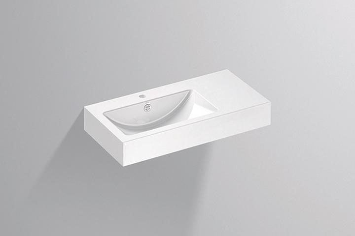 Alape wash basin WT.PR800H.L, rectangular W: 800mm H: 143mm D: 405mm, 4205000000, white (405 mm, 800 mm)