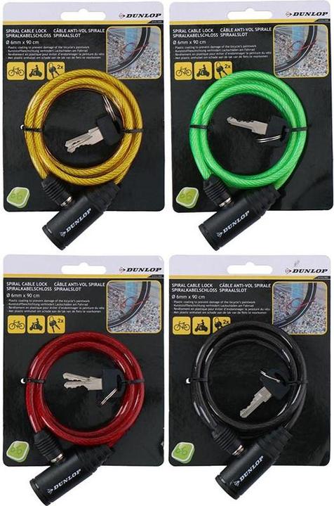 Actual product image Dunlop - Spiral-Fahrradschloss mit Schlüssel 90 cm (Rot)