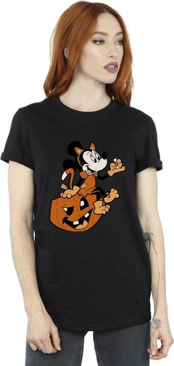 Actual product image Mickey Mouse Womens/Ladies Minnie Mouse Cat Cotton Boyfriend Halloween T-Shirt (XL)