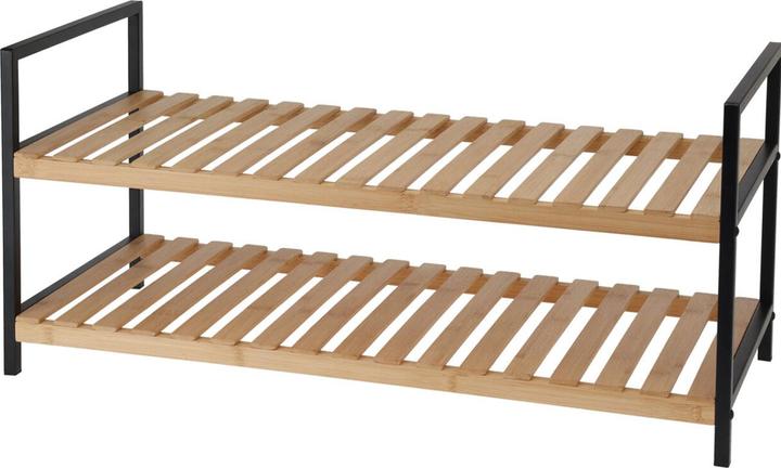 Actual product image Storage Solutions Schuhregal aus Metall & Bambus mit 2 Ablageflächen (70 x 30 x 32 cm)