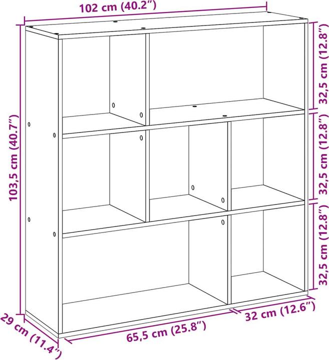 Produktbild VidaXL Raumteiler Bücherregal Standregal Büroregal Regal Braun Eichen-Optik (102 x 29 x 103.5 cm)