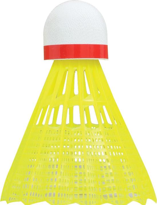 Talbot Torro Badmintonball Tech 350, fast, gelb/rot haltbarer Freizeit- und Trainings-Nylonfederball mit