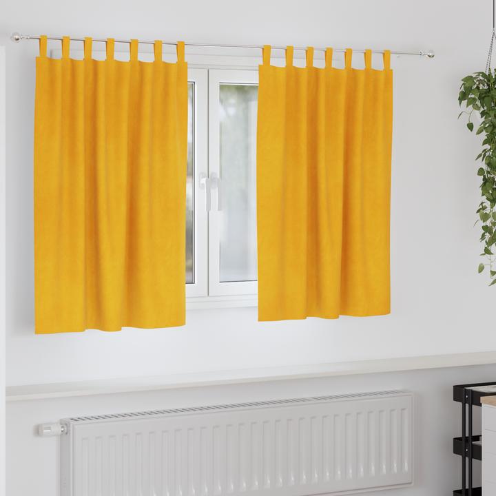 Image du produit VidaXL Rideaux occultants avec bandes de suspension 2 pièces jaune moutarde velours (141 x 144 cm)