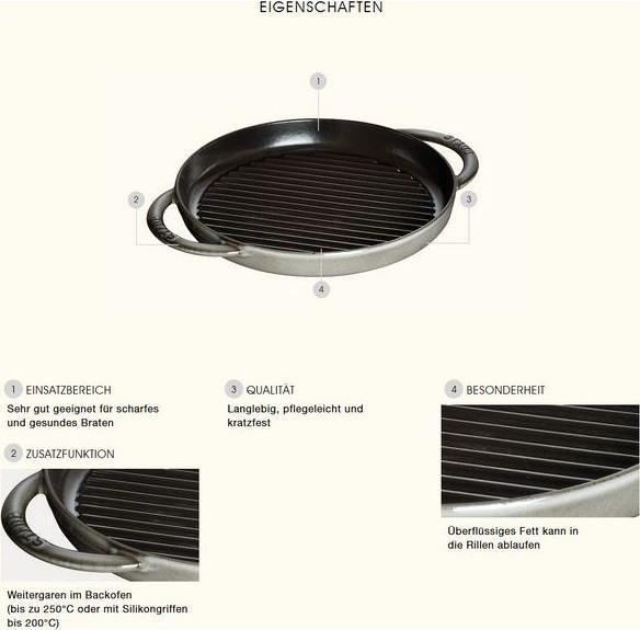 Produktbild Staub Grillpfanne (24 cm, Grillpfanne, Gusseisen)