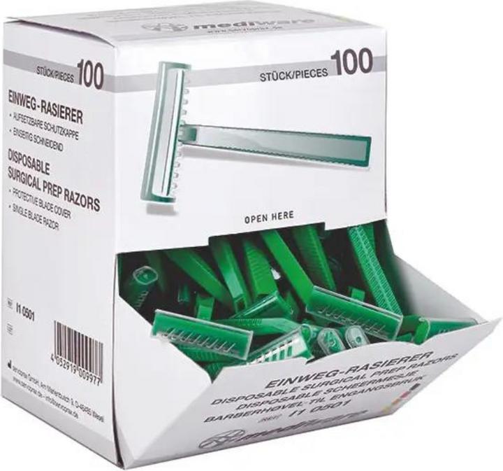 Actual product image Mediware Disposable razor with blade guard non-sterile green
