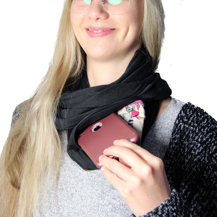 Actual product image KH Security Round scarf with concealed zip pocket