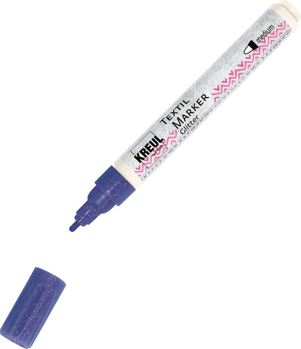 Image du produit Kreul Crayon de peinture pour tissu, marqueur textile Javana texi mäx Glitter pour tissus clairs et foncés (Violet, 4 mm)